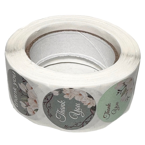 W2 Stickers 1" Thank You 500ct Green Floral 8 Designs Labels - Picture 3 of 7